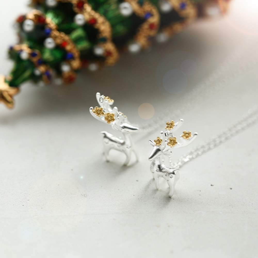💎NEW💎 SOLID 925 CHRISTMAS REINDEER NECKLACE - Picture 5 of 5